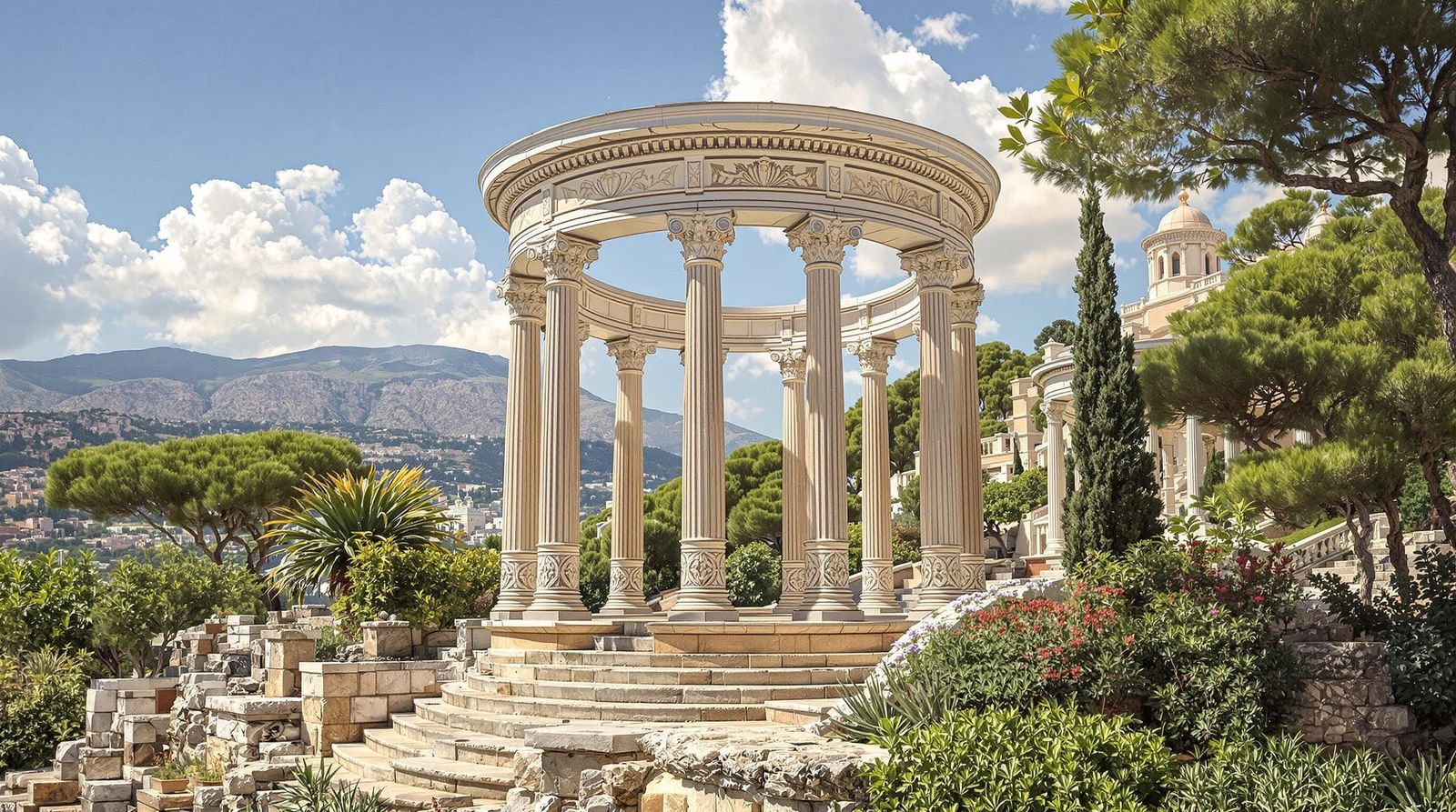 Ancient Roman Tetrapylon in Sun-Drenched Mediterranean Lands...