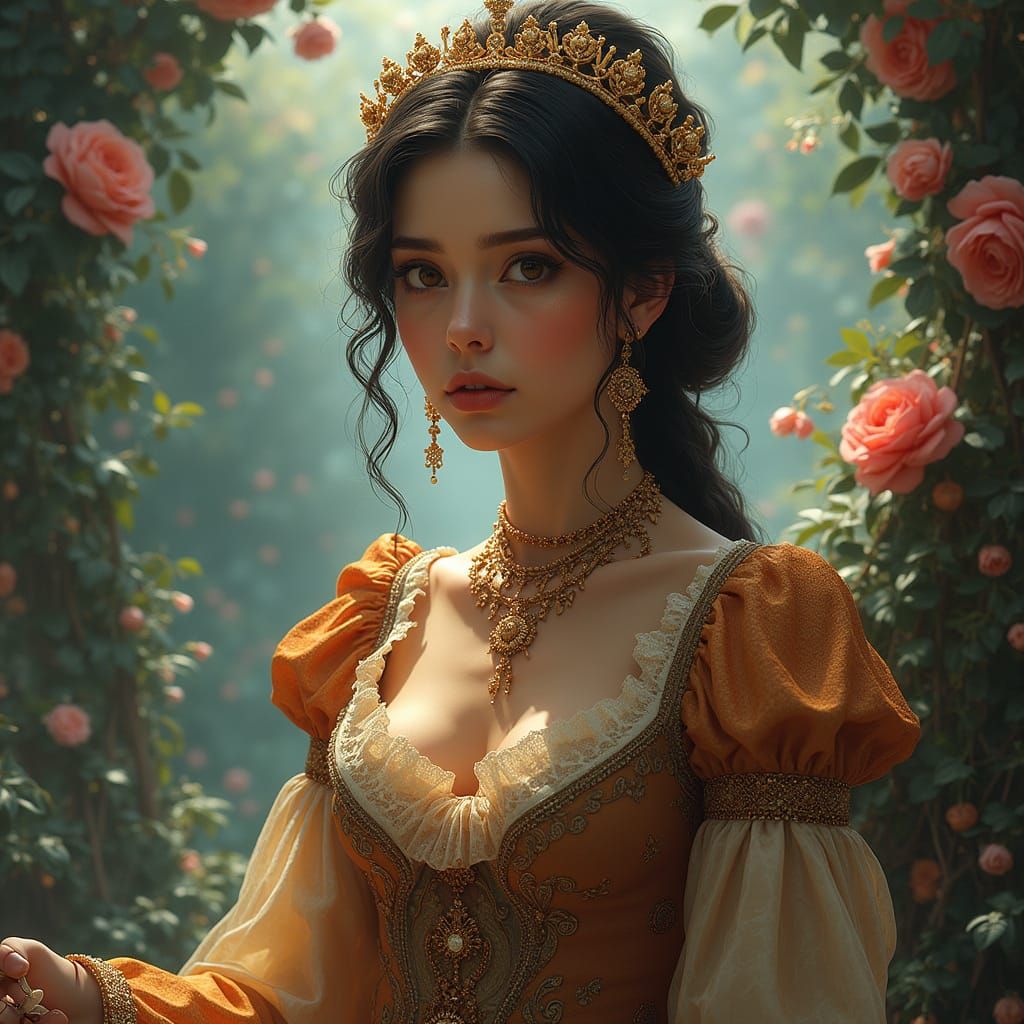 Young Spanish Woman in Baroque Fantasy Realm