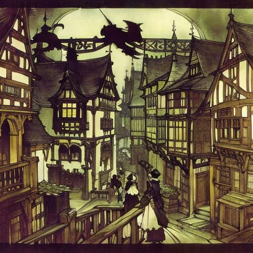 Enchanting Fairy Tale Illustration in Rackham Style