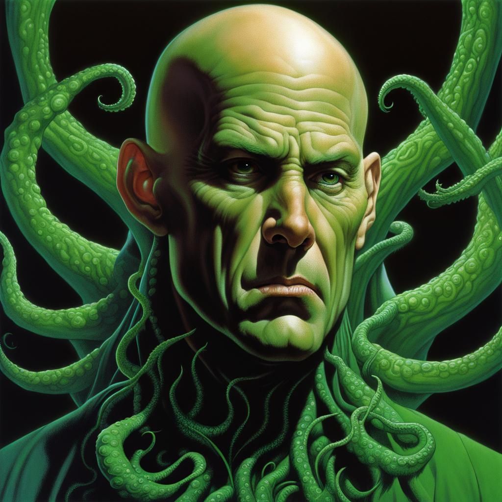 Humanoid with Tentacles, Matte Painting Style