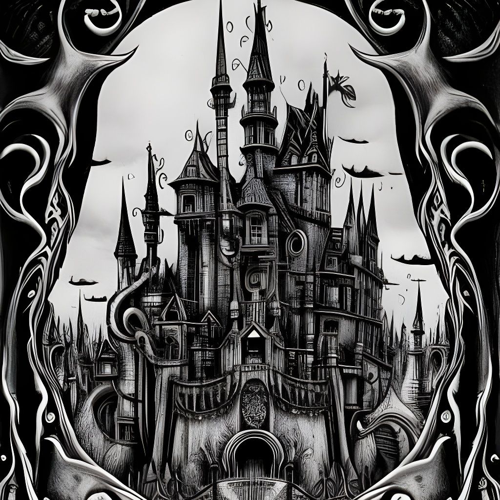 Gothic Vampire Castle in Surrealist Style
