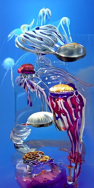 Exotic coral reef jellyfish Portuguese-man
