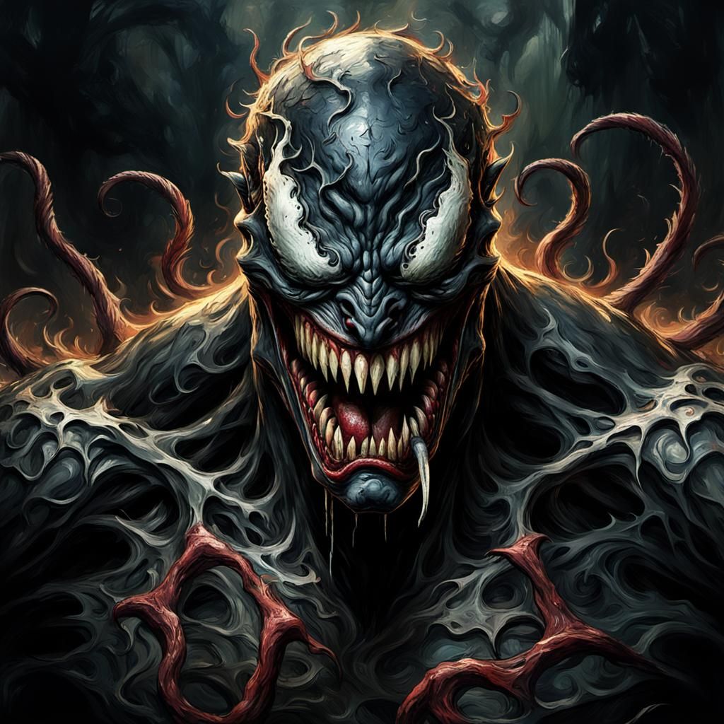 Grotesque Decaying Face in Impressionist Style