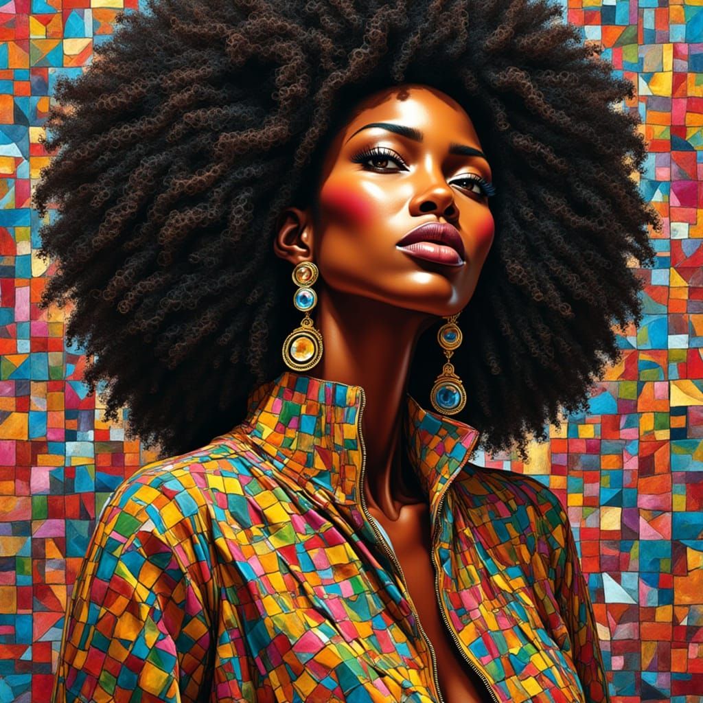 Mosaic Goddess: Techno Surreal Portrait