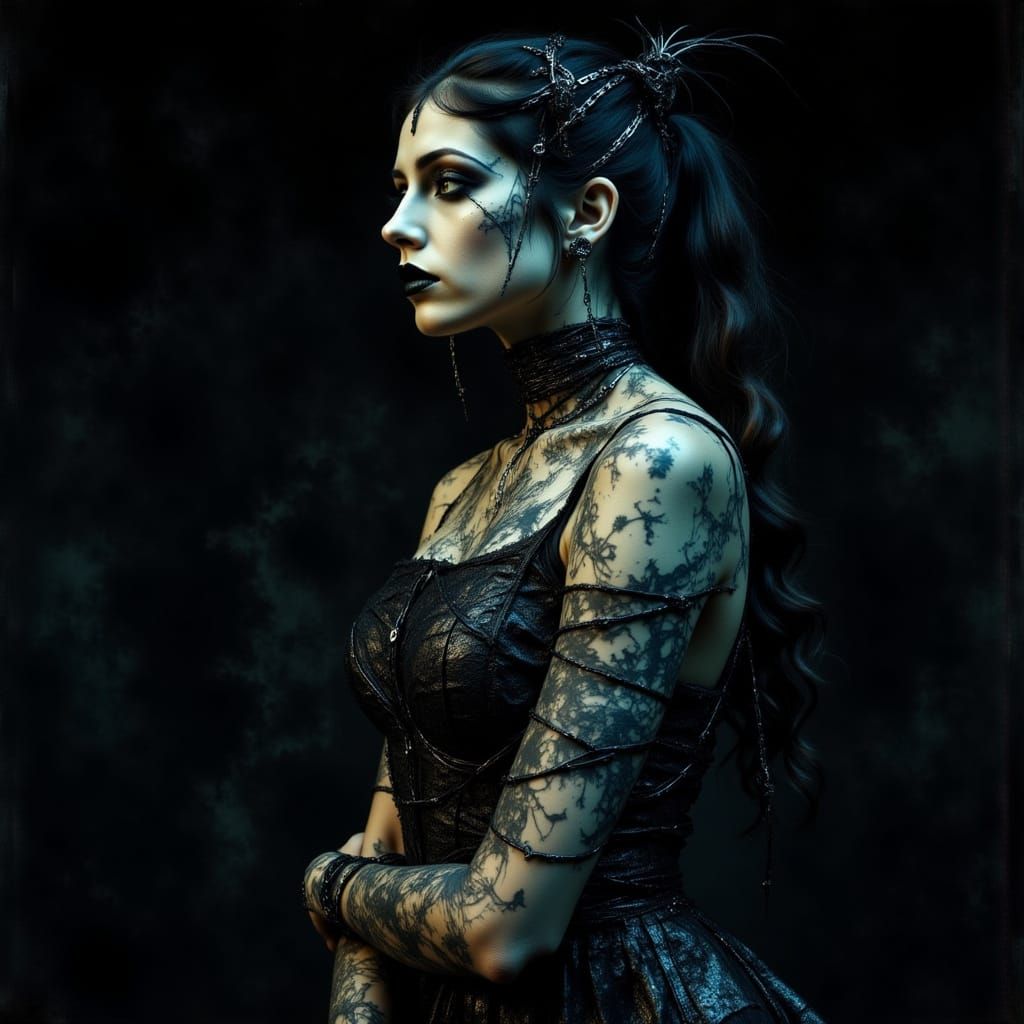 Gothic Cubism Woman in Chains