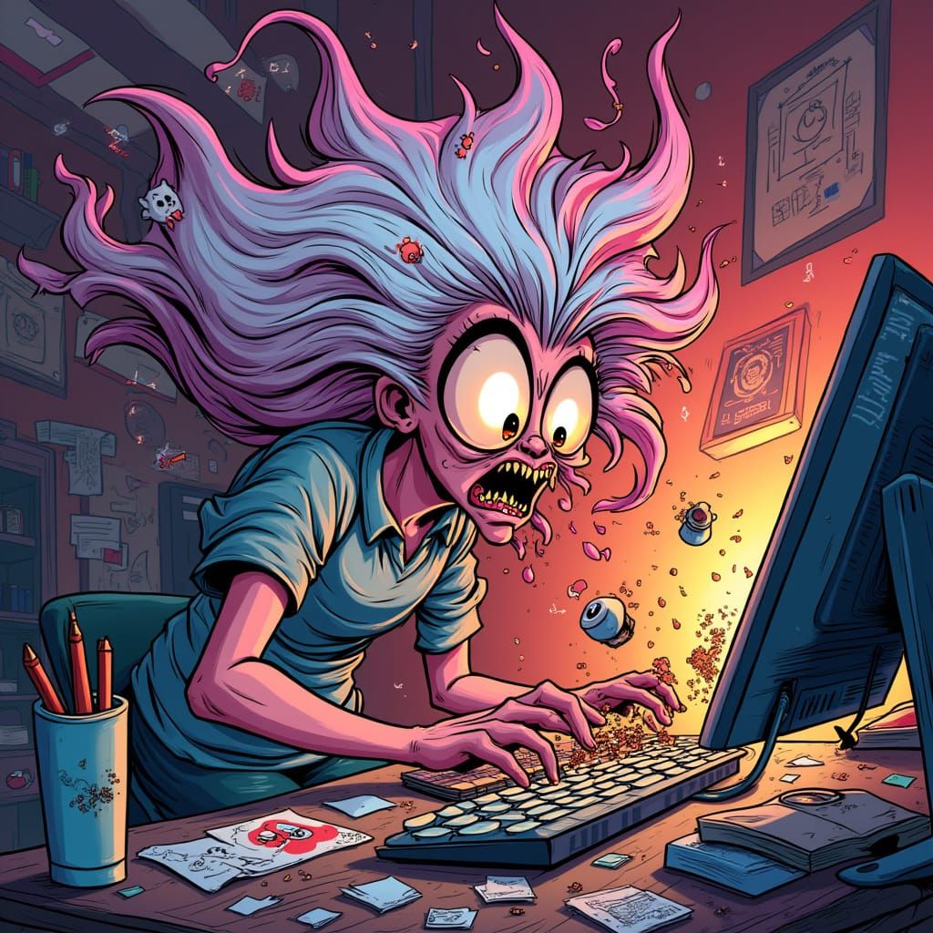 Graphic Designer Woman Transforms into Chaos Monster