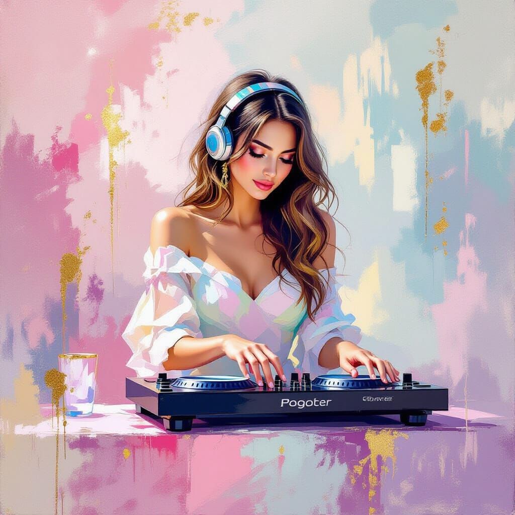 DJ in Impressionistic Painting with Romantic Elements