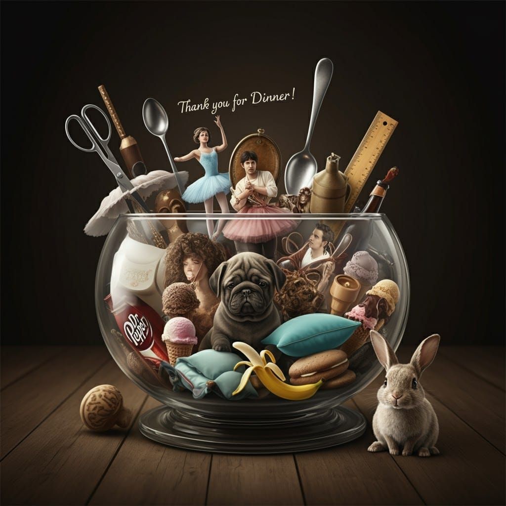 Surreal Still Life: Thank You Card with Glass Bowl