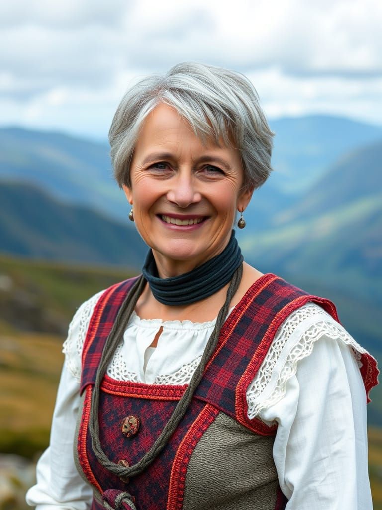 Elderly Scottish Woman Surveys Her Highland Home