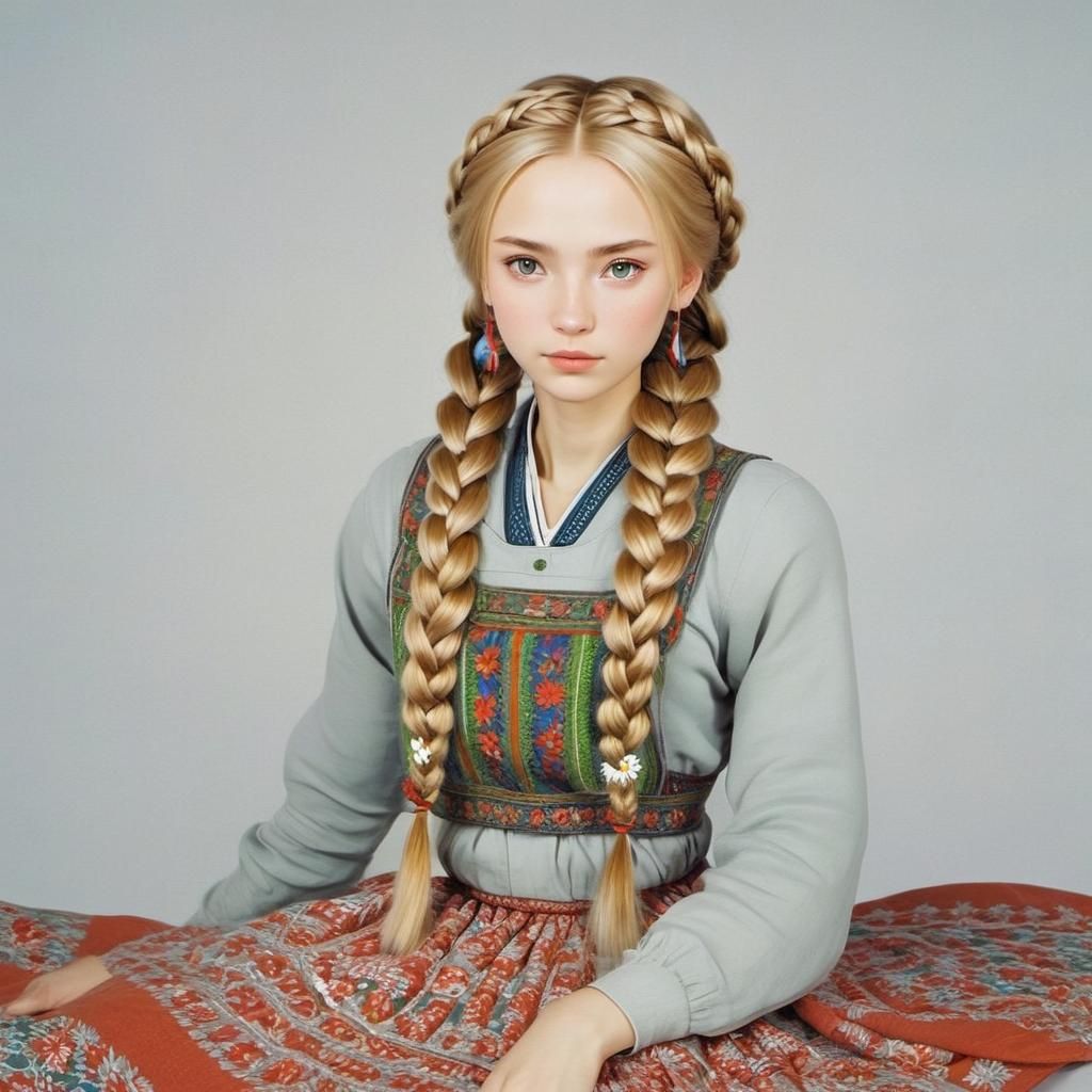 Russian Girl in Sarafan, Studio Ghibli Style