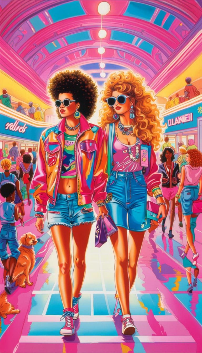 Best Friends in 80s Mall: Lisa Frank Splash Art