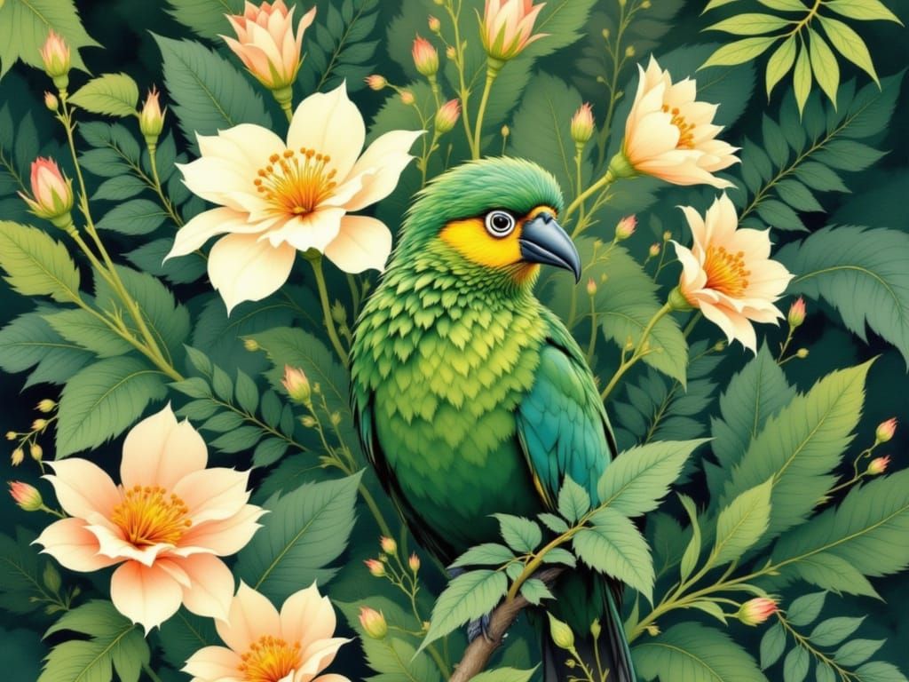 Golden Jungle Dreams in Art Nouveau Style