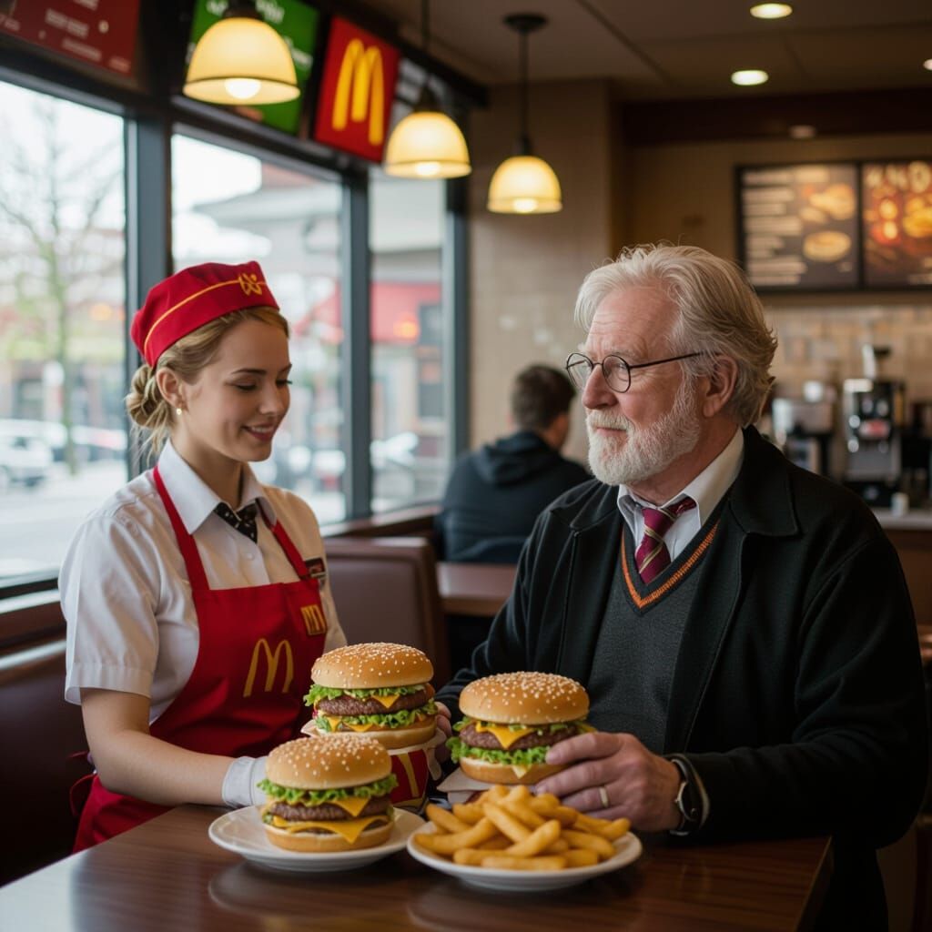 Harry Potter and Arthur Weasley at McDonald's