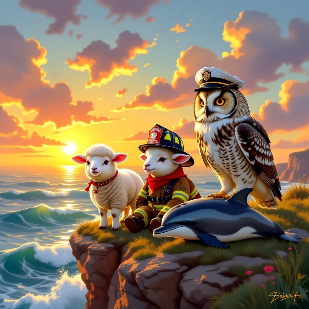 Unusual Rescue Crew: Lamb, Dolphin, Owl