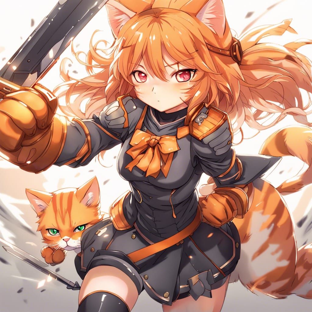 Anime Cat Girl Knight Ready for Battle