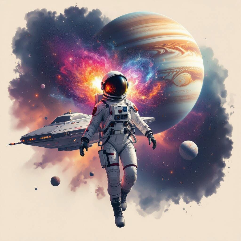 Astronaut Heart Explodes into Galaxies Above Jupiter