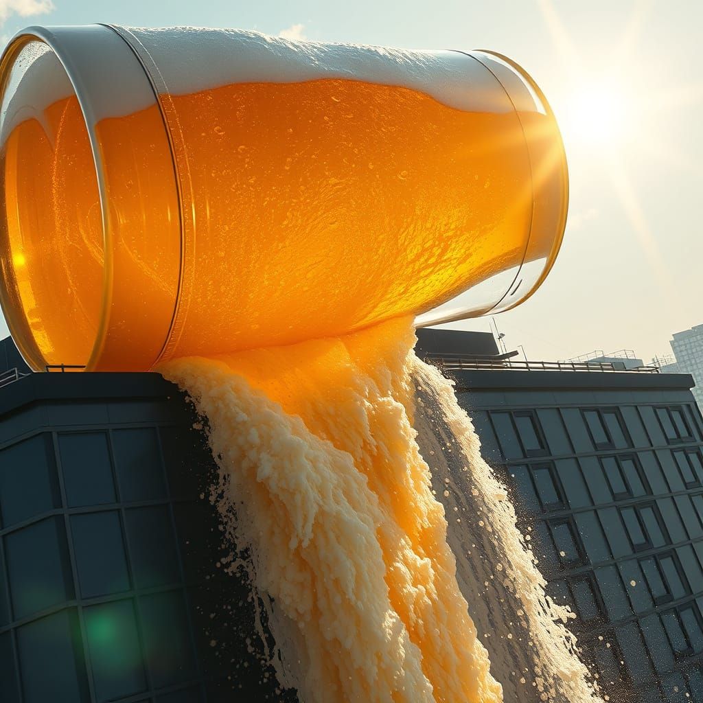 Gigantic Beer Glass Overflows Rooftop in Breathtaking, Photo...
