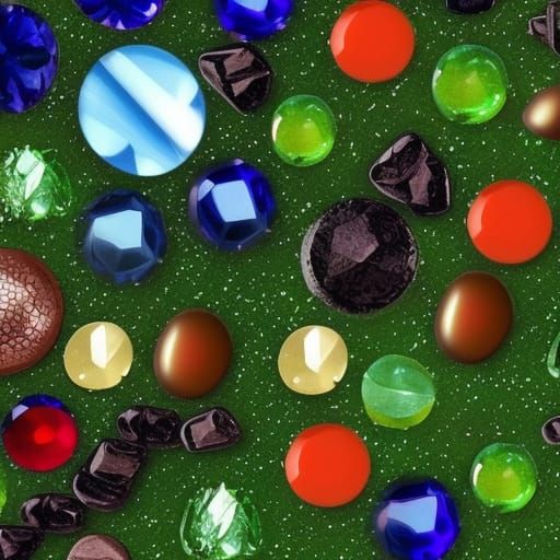 Colorful Faceted Gems Reflect Light