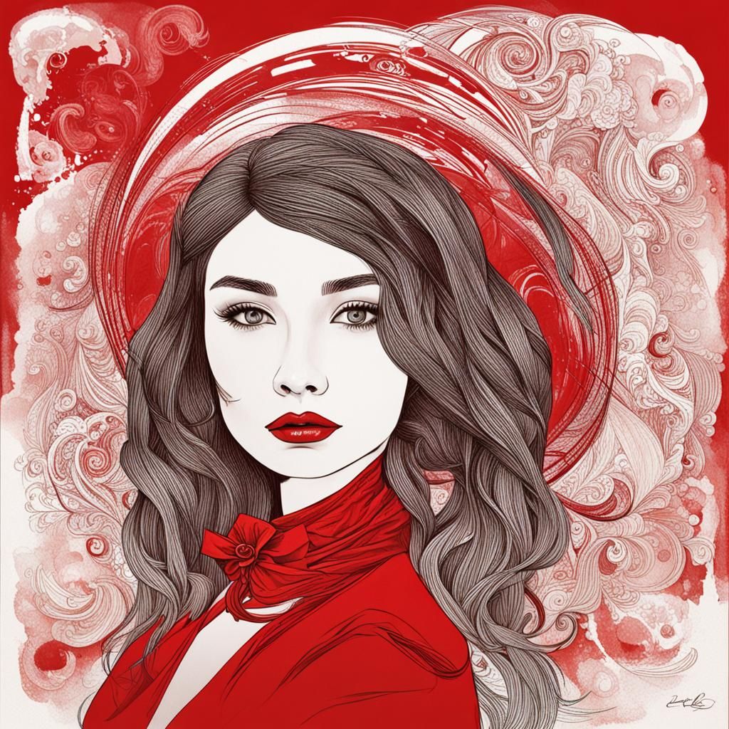 Elegant Lady in Red Portrait