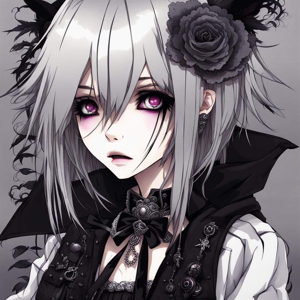 Gothic Harajuku Visual-Kei Femboy Doll in Anime Style