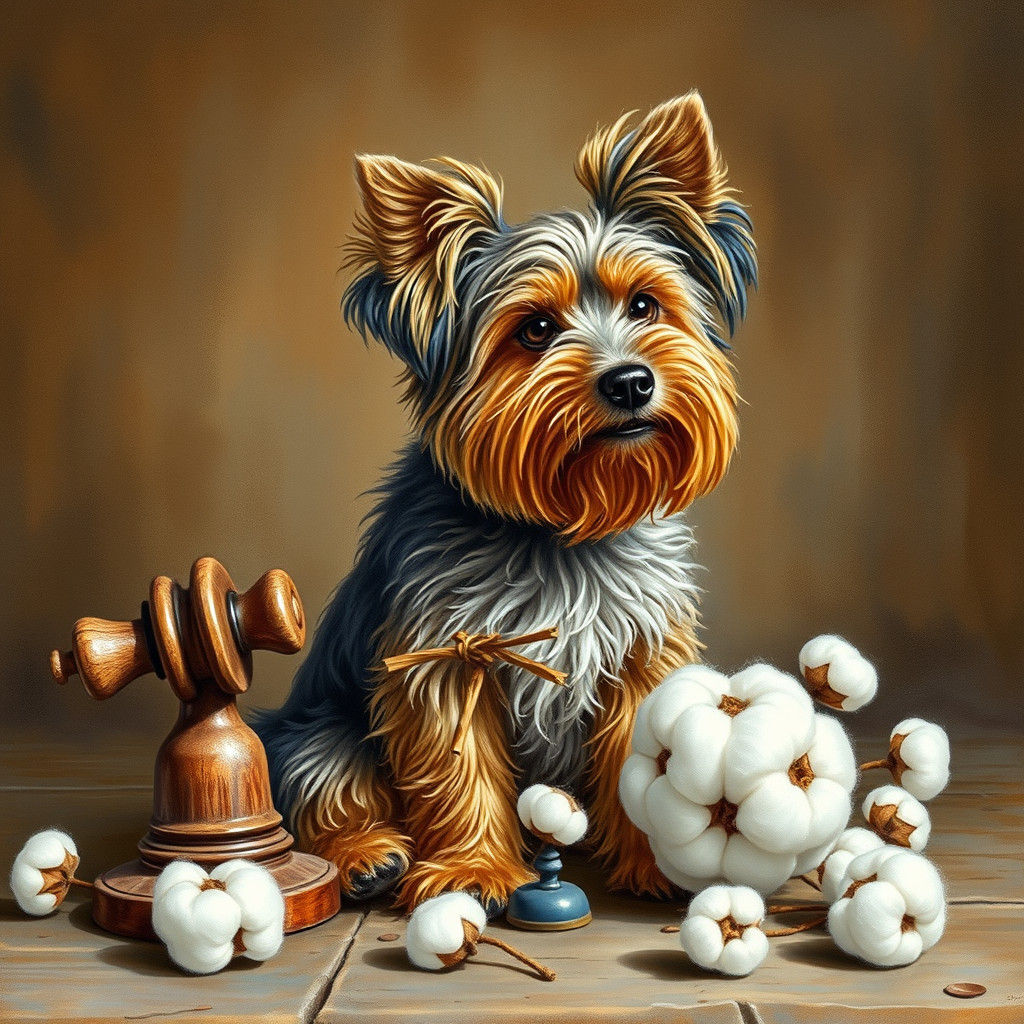 Yorkshire Terrier with Cotton Reel in 19th Century Style