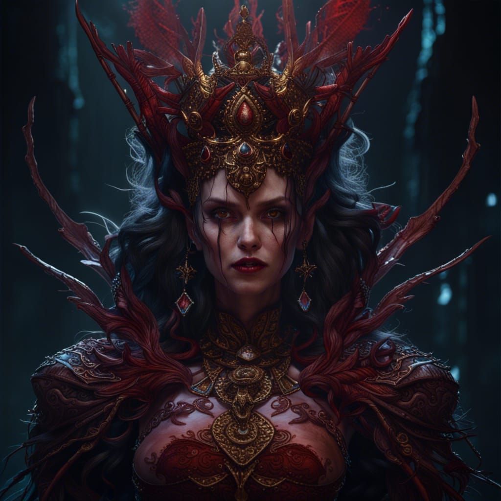 Fantastical Queen of Blood: Detailed Matte Painting