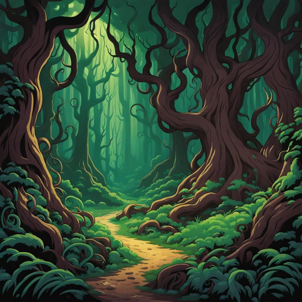 Eldritch Forest in Cartoon Style