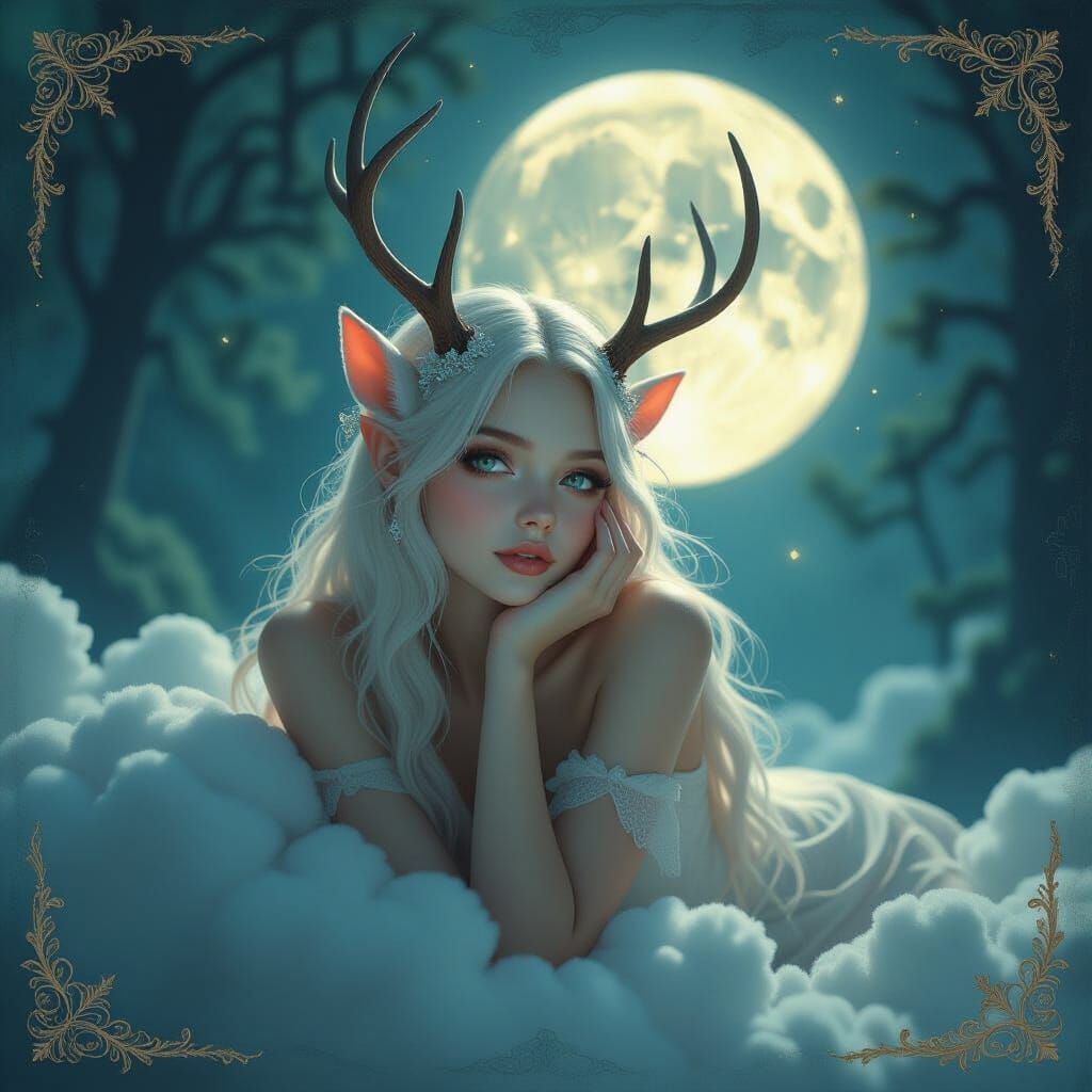 Ethereal Forest Spirit in Enchanted Moonlight