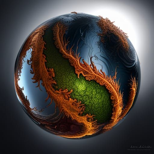 Glass Sphere Full of Bacteria in Detailed Matte Painting