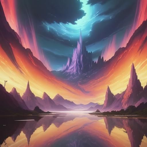 Lush Fantasy Landscape in Anime Style