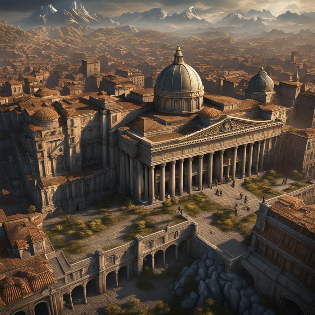 Mussolini: Detailed Matte Painting in Deep Color
