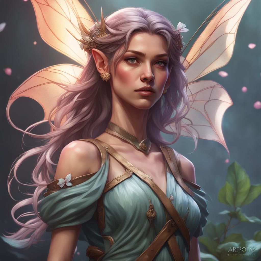 Female Fairy Portrait in RPG Style, Detailed Digital Art