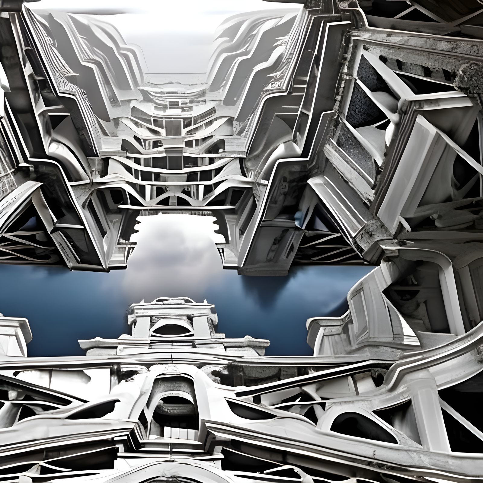 Hyperdetailed Liminal Space in Piranesi Style