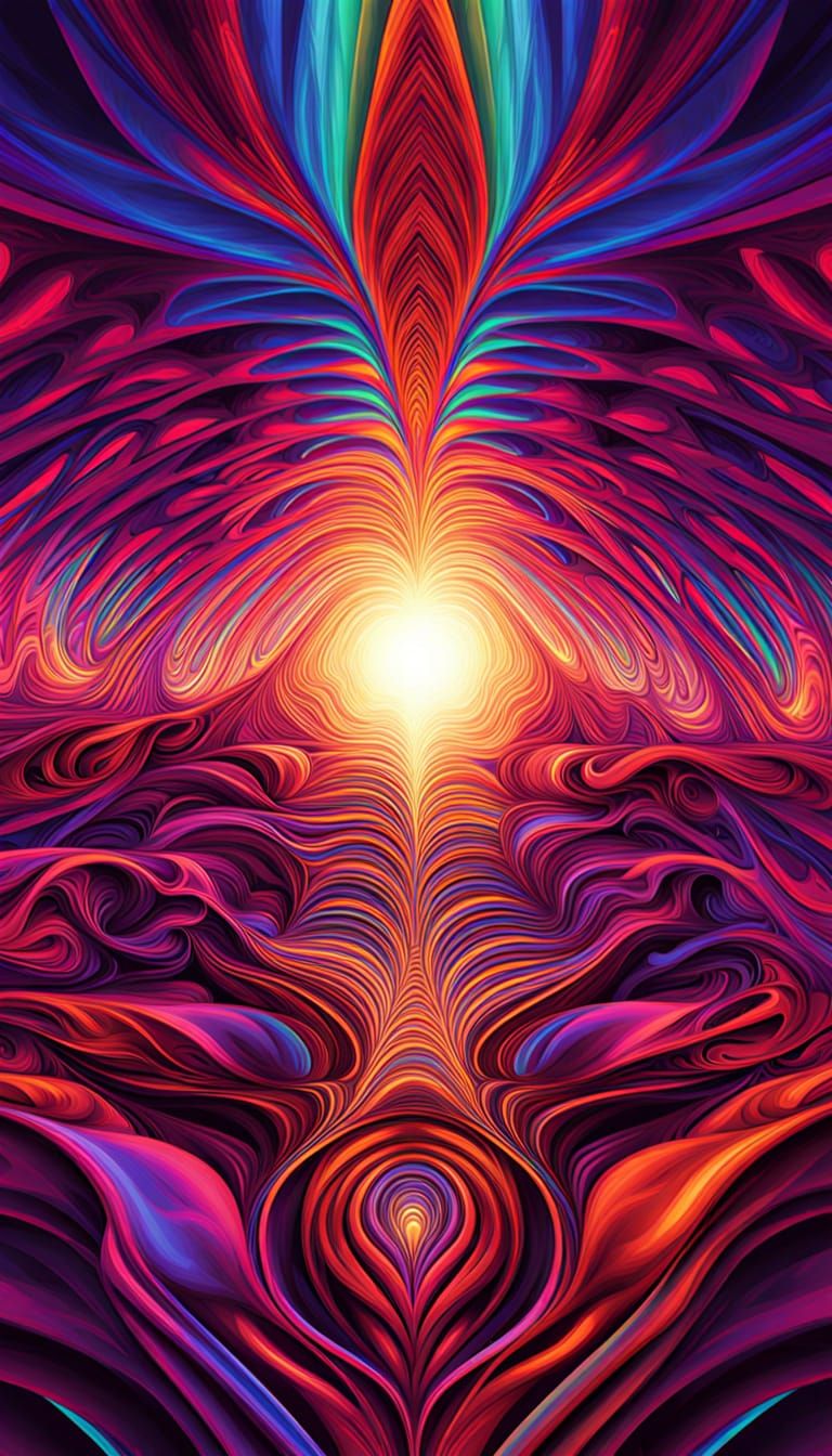 3D Abstract Fractal Art with Neon Illumination