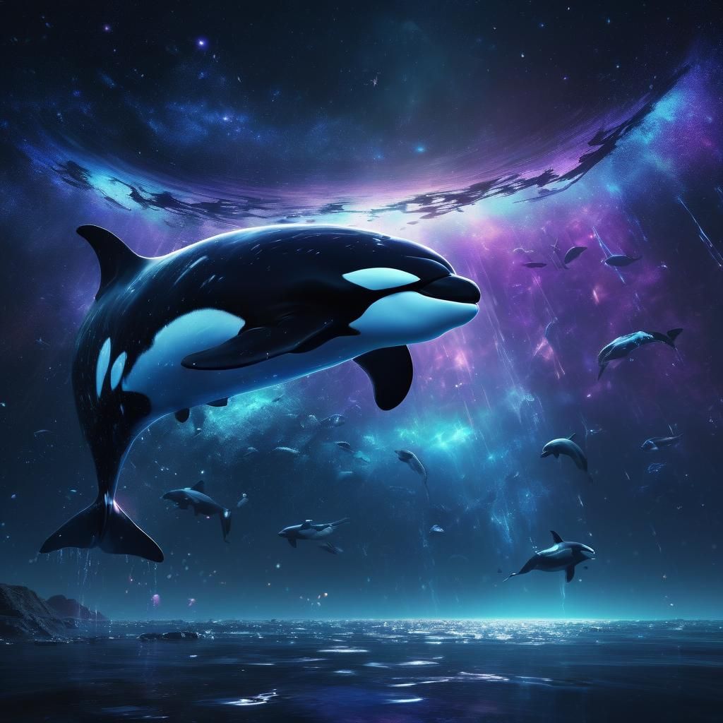 Orca Soaring Through Starry Space