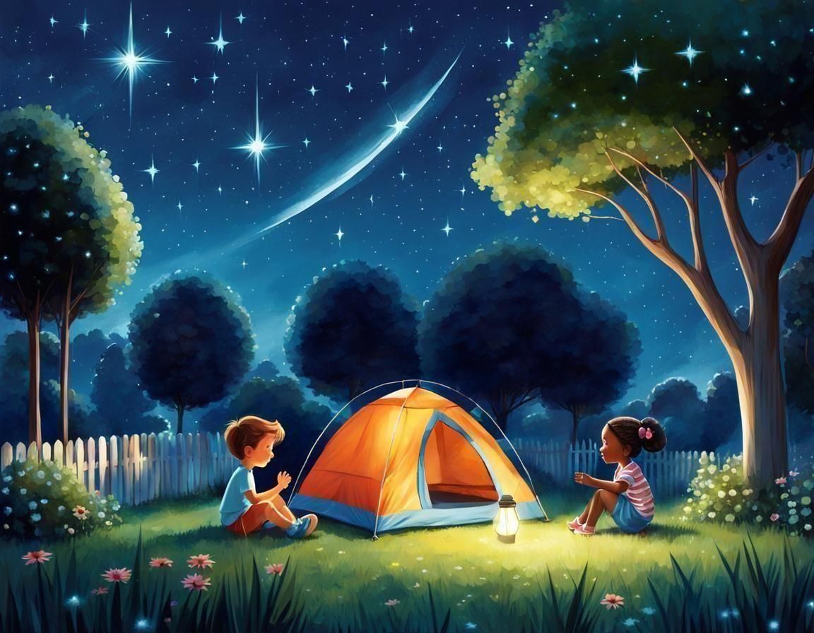 Backyard Camping Adventure Under Shooting Stars