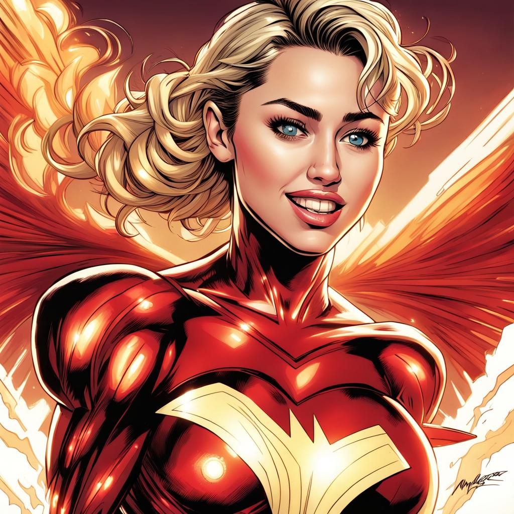 Pop Star as Wondergirl in Comic Book Art