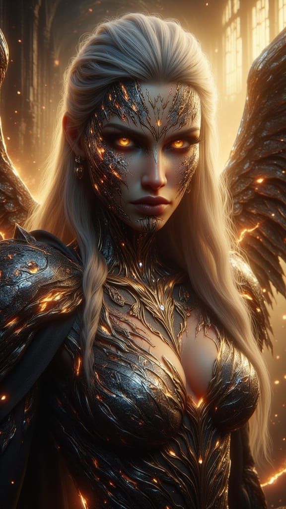 Elegant Valkyrie Portrait in Golden Armor