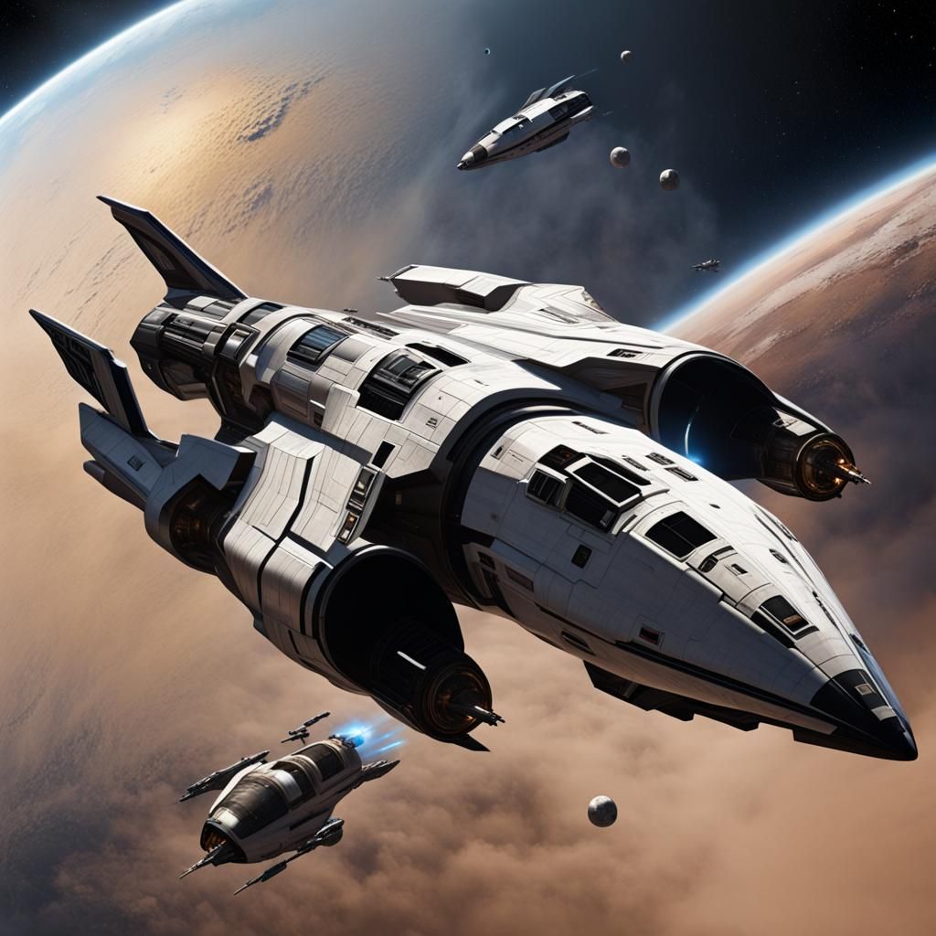 Normandy SR-1 Starship in Deep Space