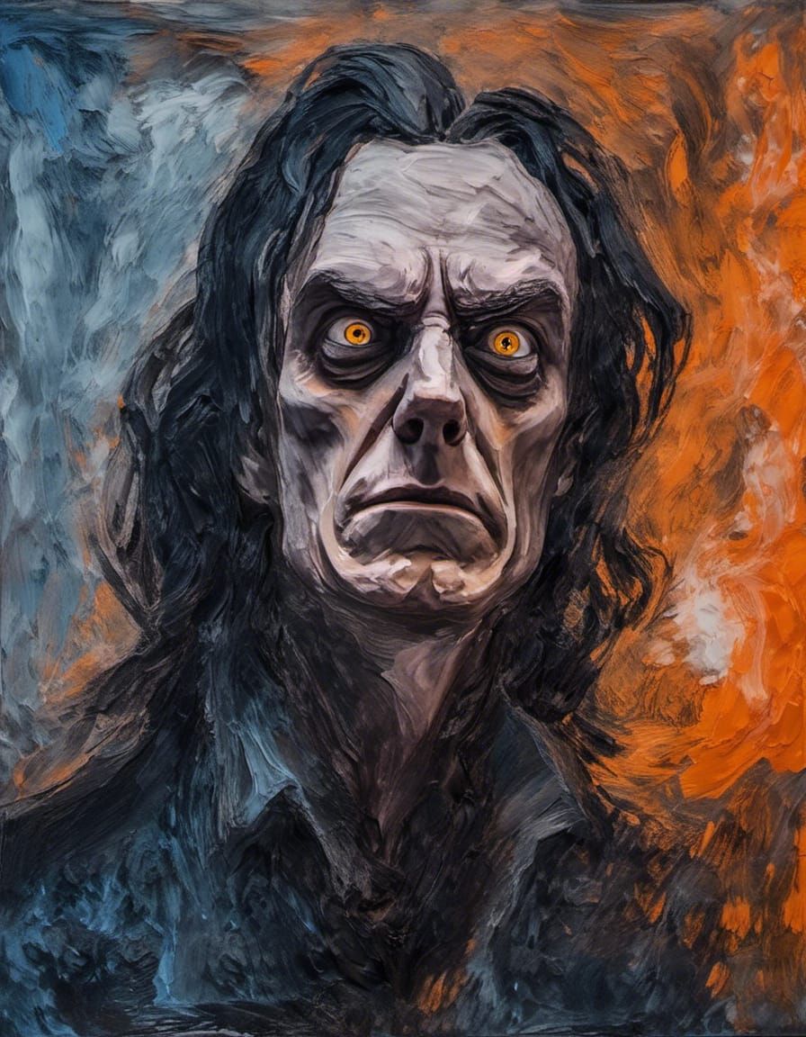 Eerie Portrait with Impasto Brushstrokes in Gothic Style