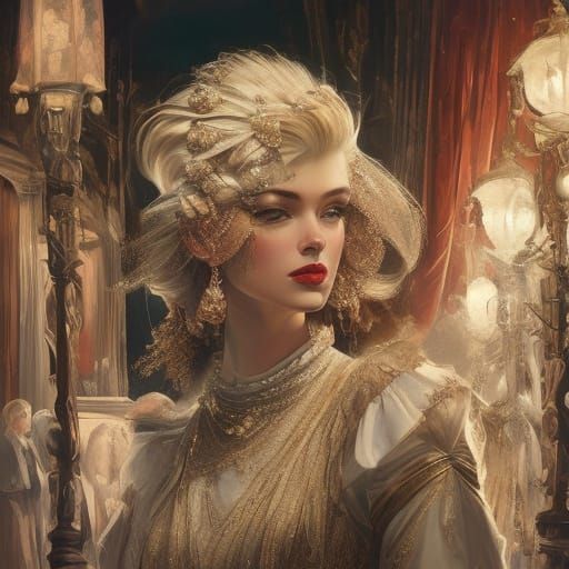 Art Deco Woman Enters Classic Theater