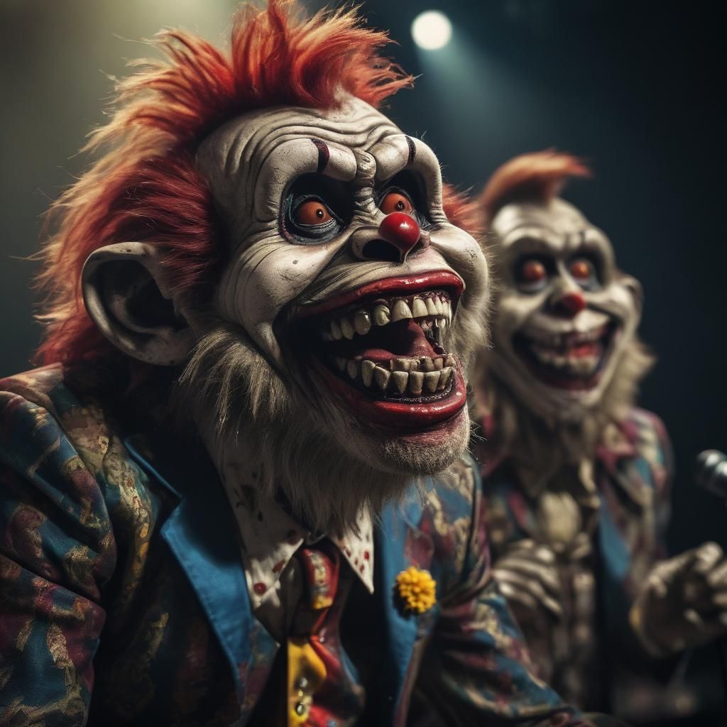 Zombie Monkey Beatles Clowns Perform on Stage