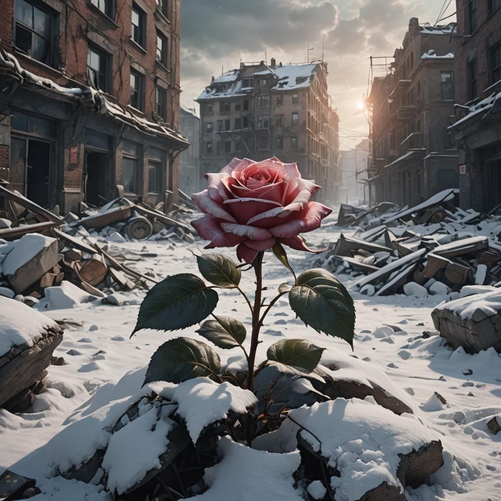 Epic Post-Apocalyptic Winter Scene in Volumetric Digital Art