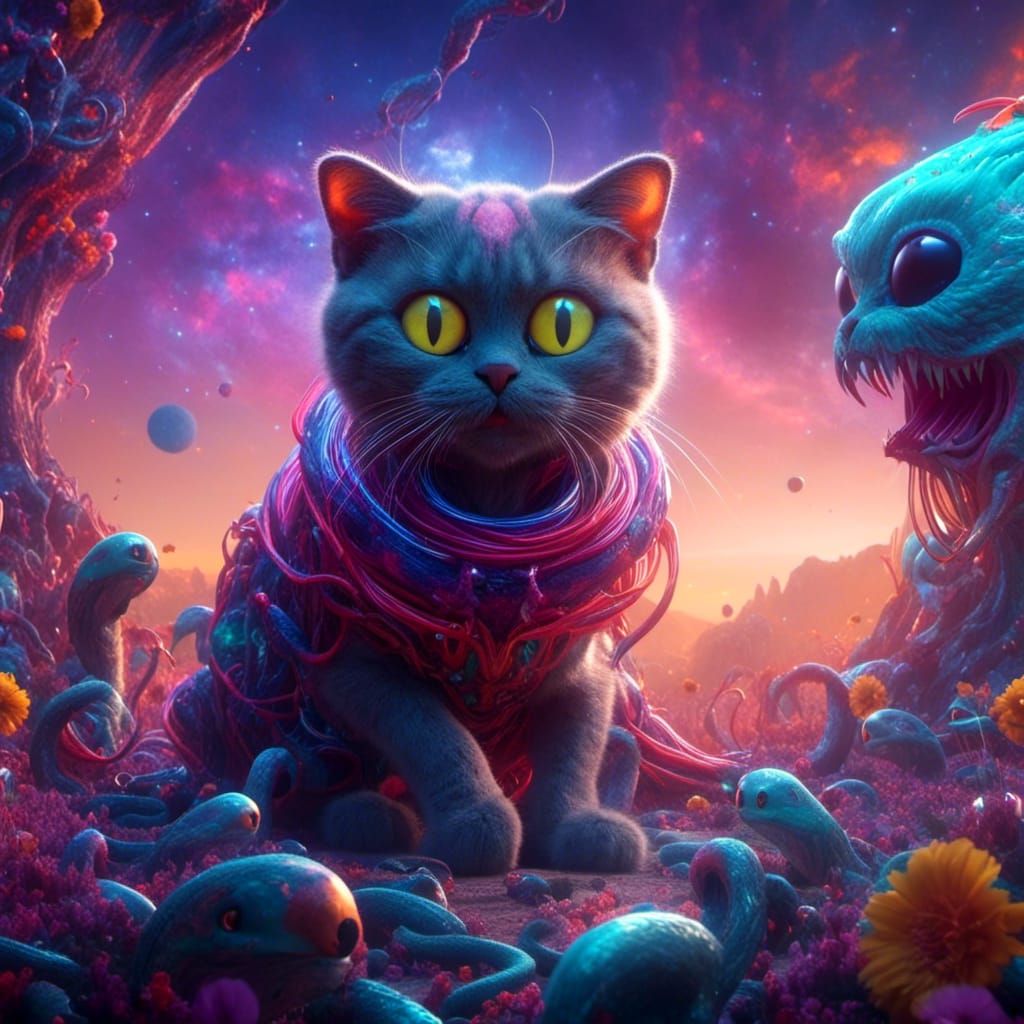Adorable Cat in Detailed Matte Painting Style