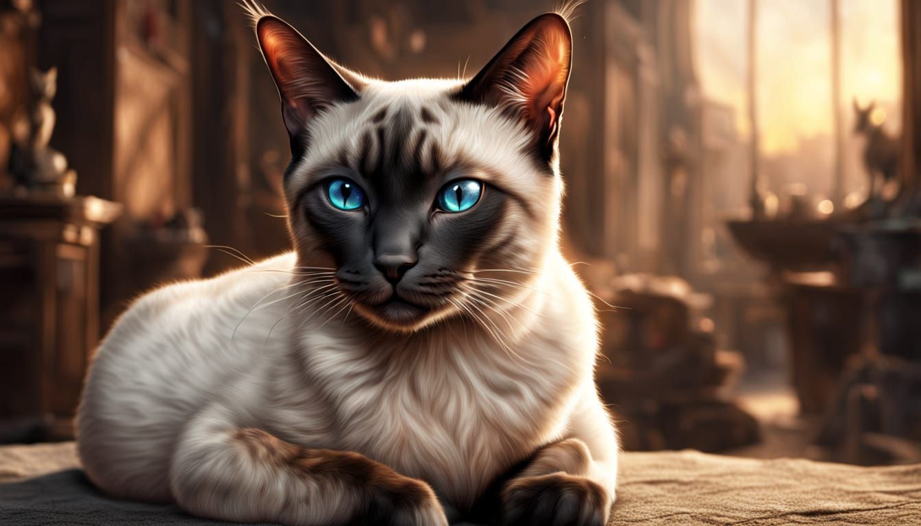 Hyper Realistic Siamese Cat in Cinematic Digital Art