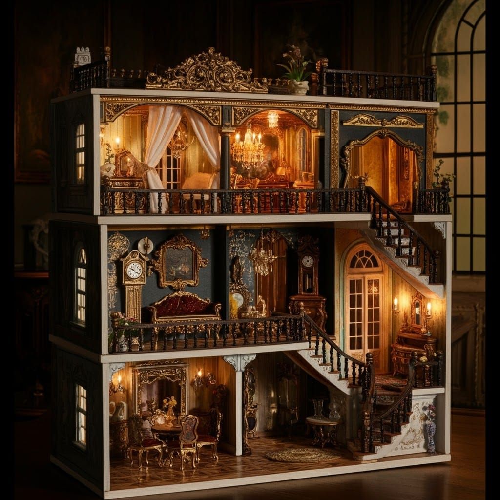 Elegant Victorian Dollhouse with Intricate Details