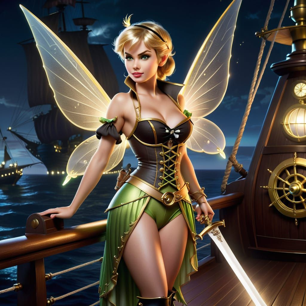 Majestic Pirate Captain Tinkerbell Rules Neverland