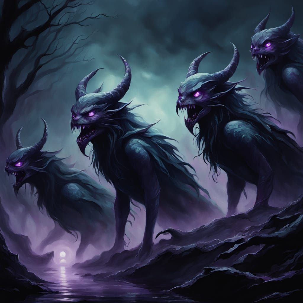 Ominous Sirens Lurking in Shadows as Dark Fantasy Art