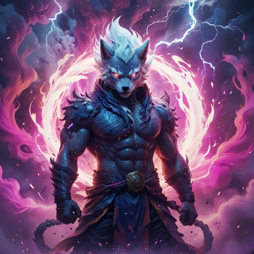 Kitsune in Funky Vortex: a Digital Painting