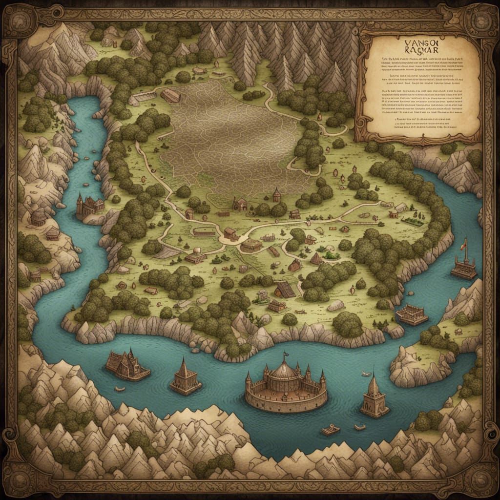 Fantasy Map of Lost Norse Kingdom Vanosh Ragnar